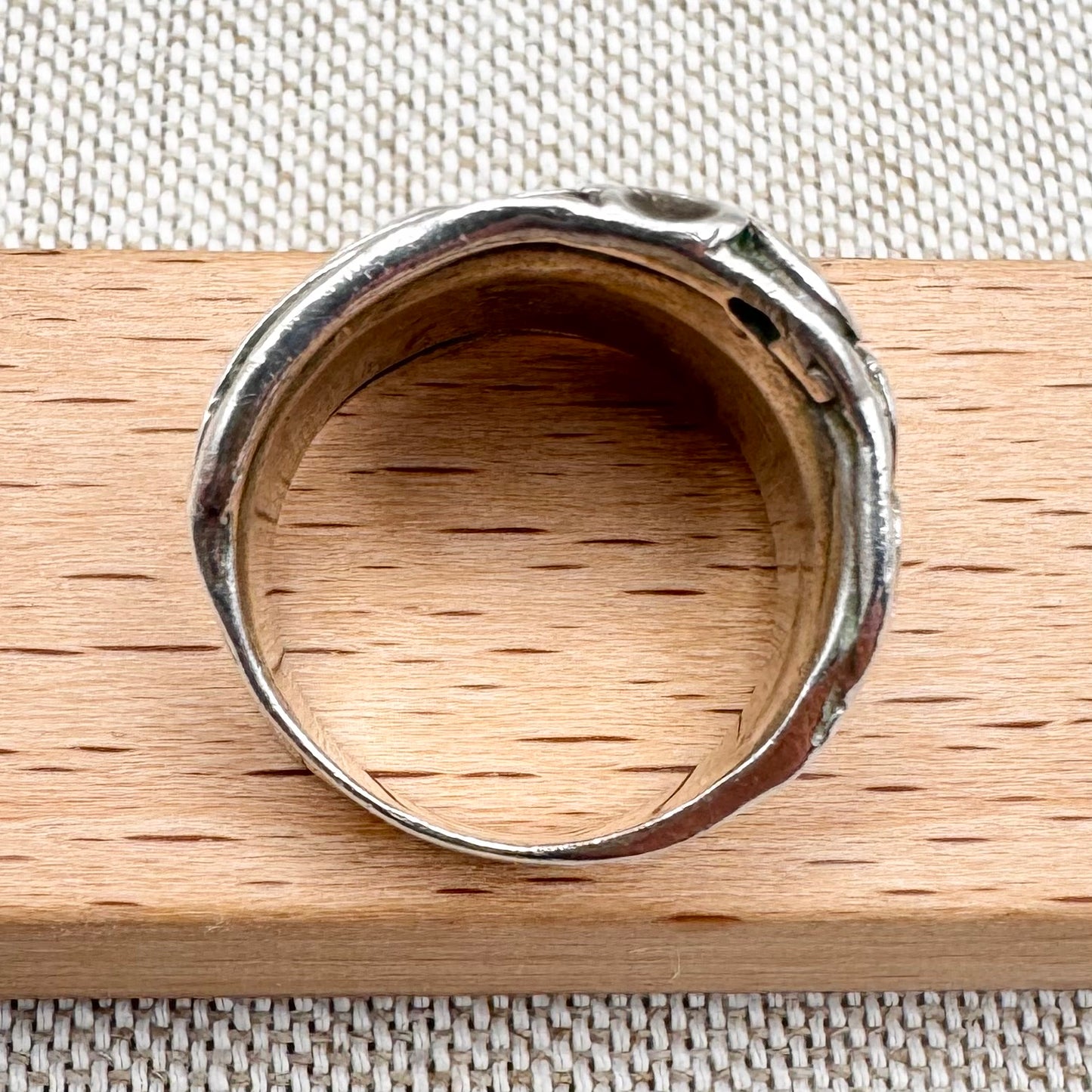 Silver organic sculptural band ring, size L (US 5.5)