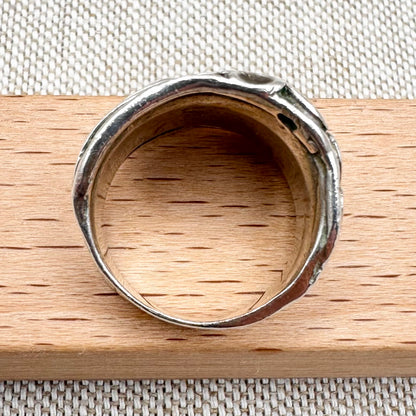 Silver organic sculptural band ring, size L (US 5.5)