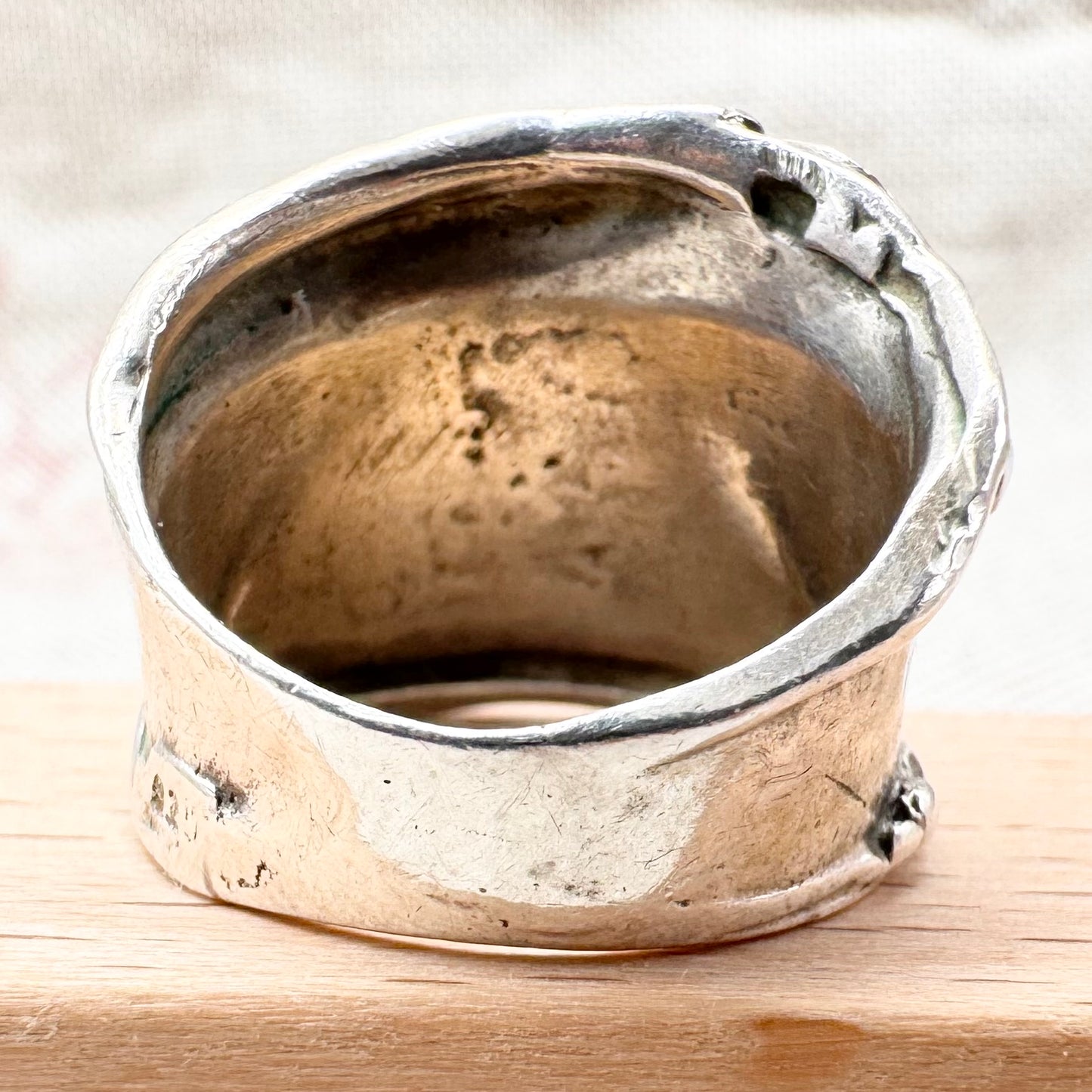 Silver organic sculptural band ring, size L (US 5.5)