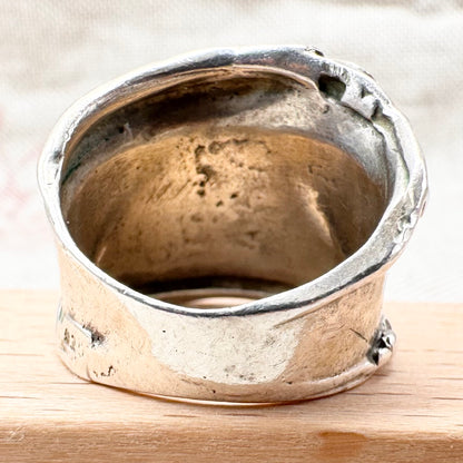 Silver organic sculptural band ring, size L (US 5.5)