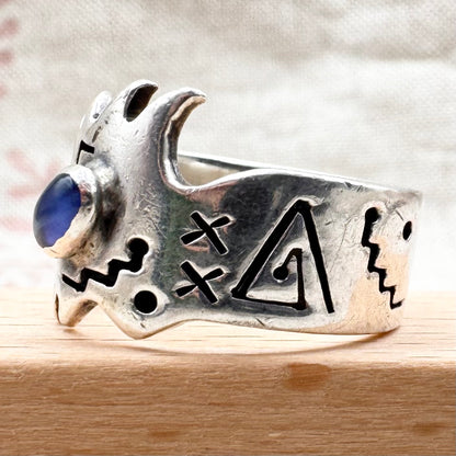 Mexican sterling silver abstract ring, size R.5 (US 9), hallmarked Edinburgh Import 1995