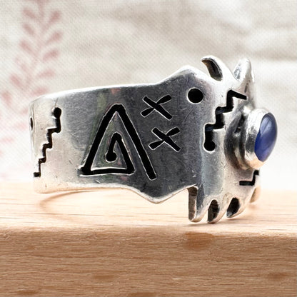 Mexican sterling silver abstract ring, size R.5 (US 9), hallmarked Edinburgh Import 1995