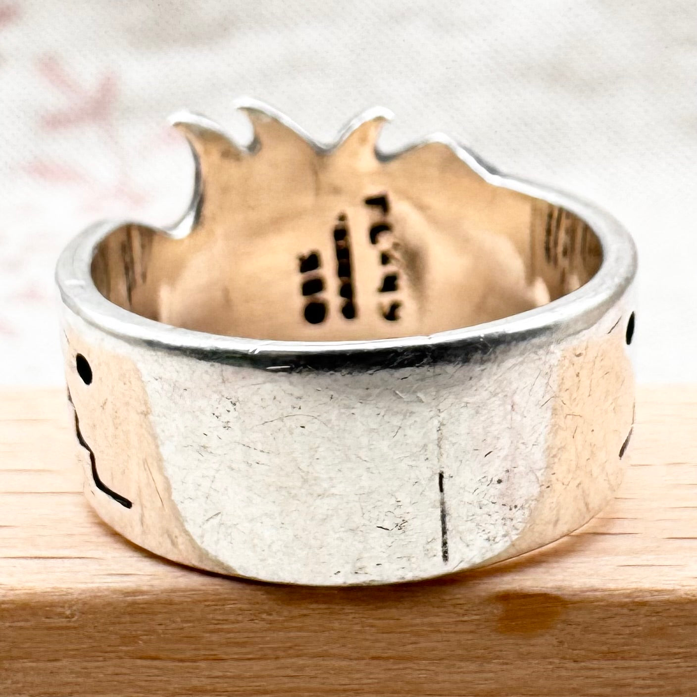 Mexican sterling silver abstract ring, size R.5 (US 9), hallmarked Edinburgh Import 1995