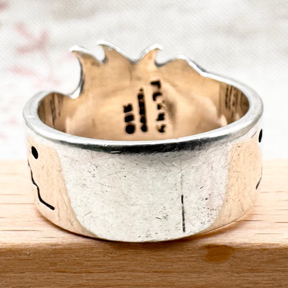 Mexican sterling silver abstract ring, size R.5 (US 9), hallmarked Edinburgh Import 1995