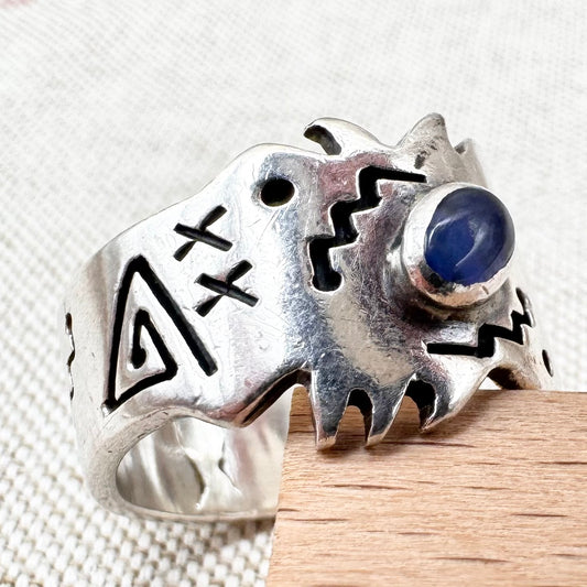 Mexican sterling silver abstract ring, size R.5 (US 9), hallmarked Edinburgh Import 1995