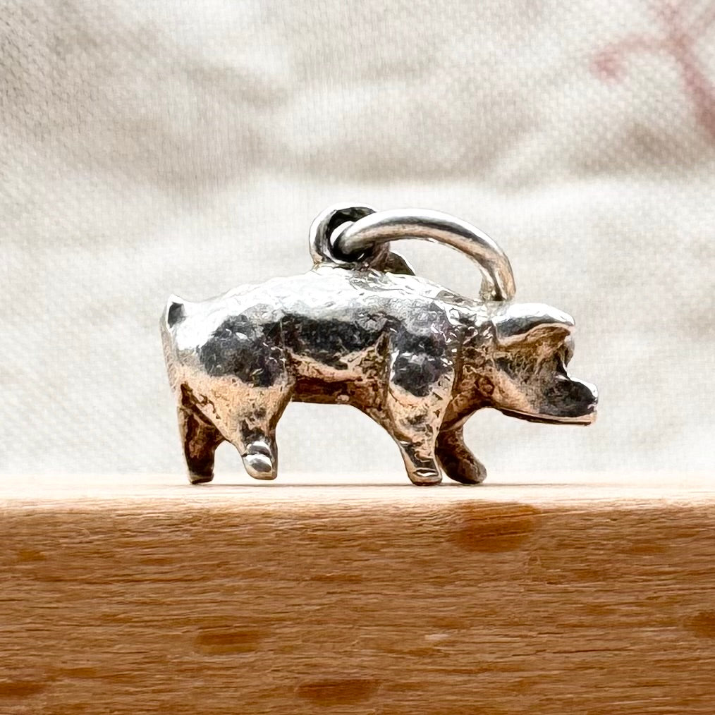 Small silver pig charm pendant