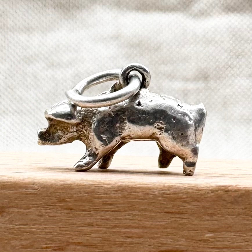 Small silver pig charm pendant