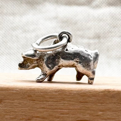 Small silver pig charm pendant