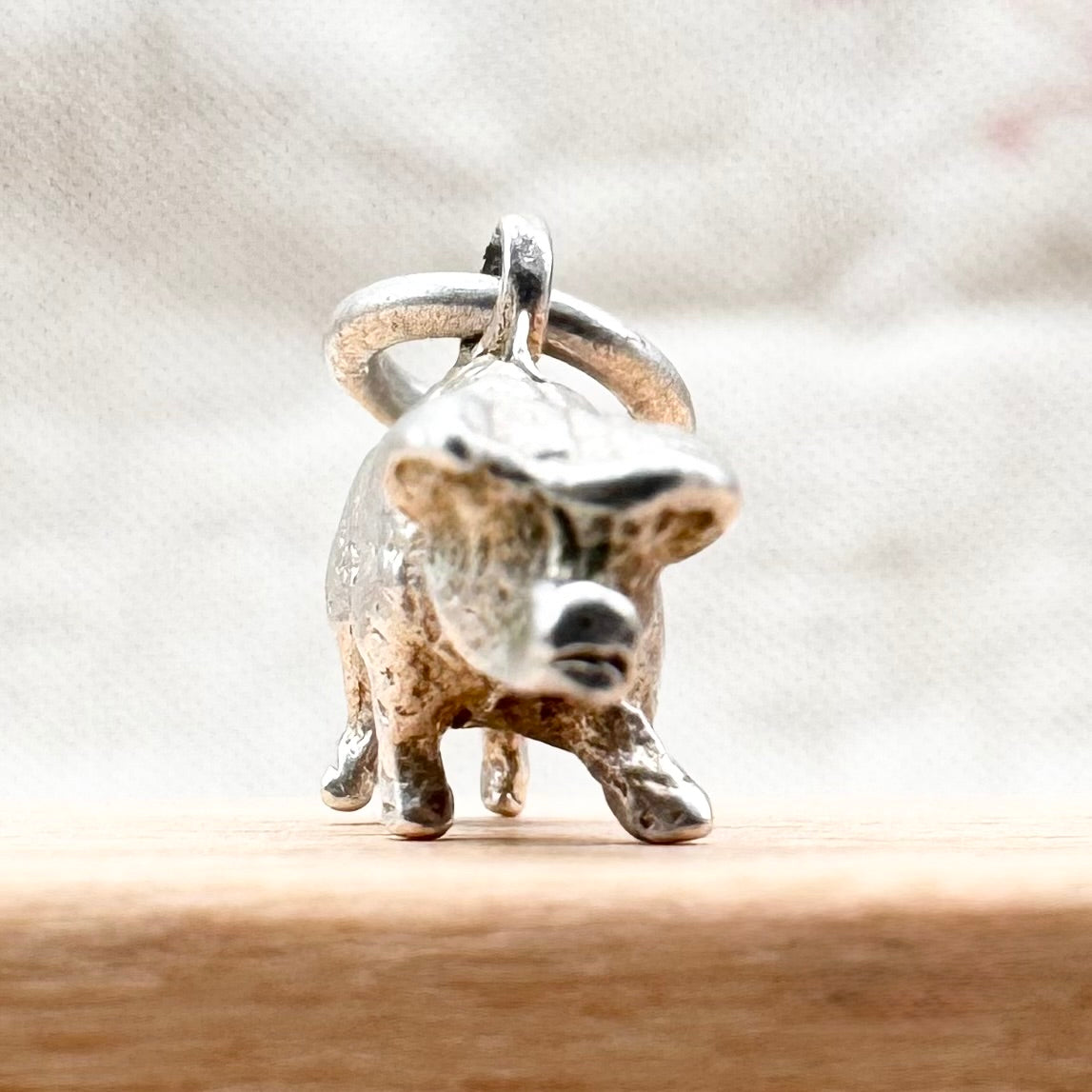 Small silver pig charm pendant