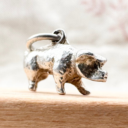 Small silver pig charm pendant