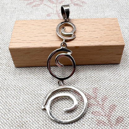 Vintage silver spiral pendant