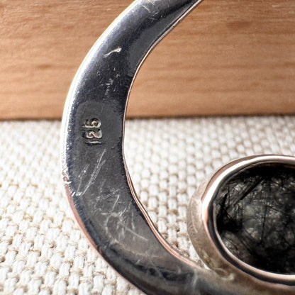 Silver pendant with onyx, moonstone & tourmalinated quartz