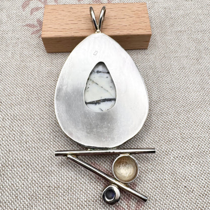 Large silver pendant with dendritic agate