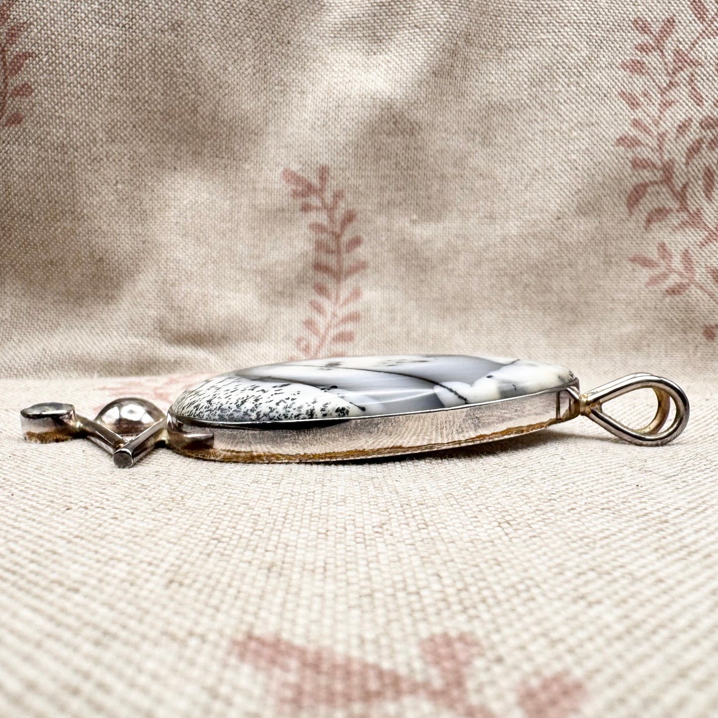 Large silver pendant with dendritic agate