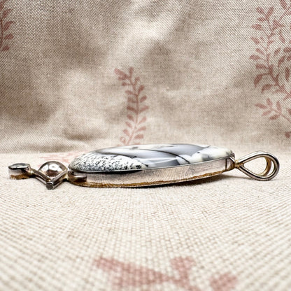 Large silver pendant with dendritic agate