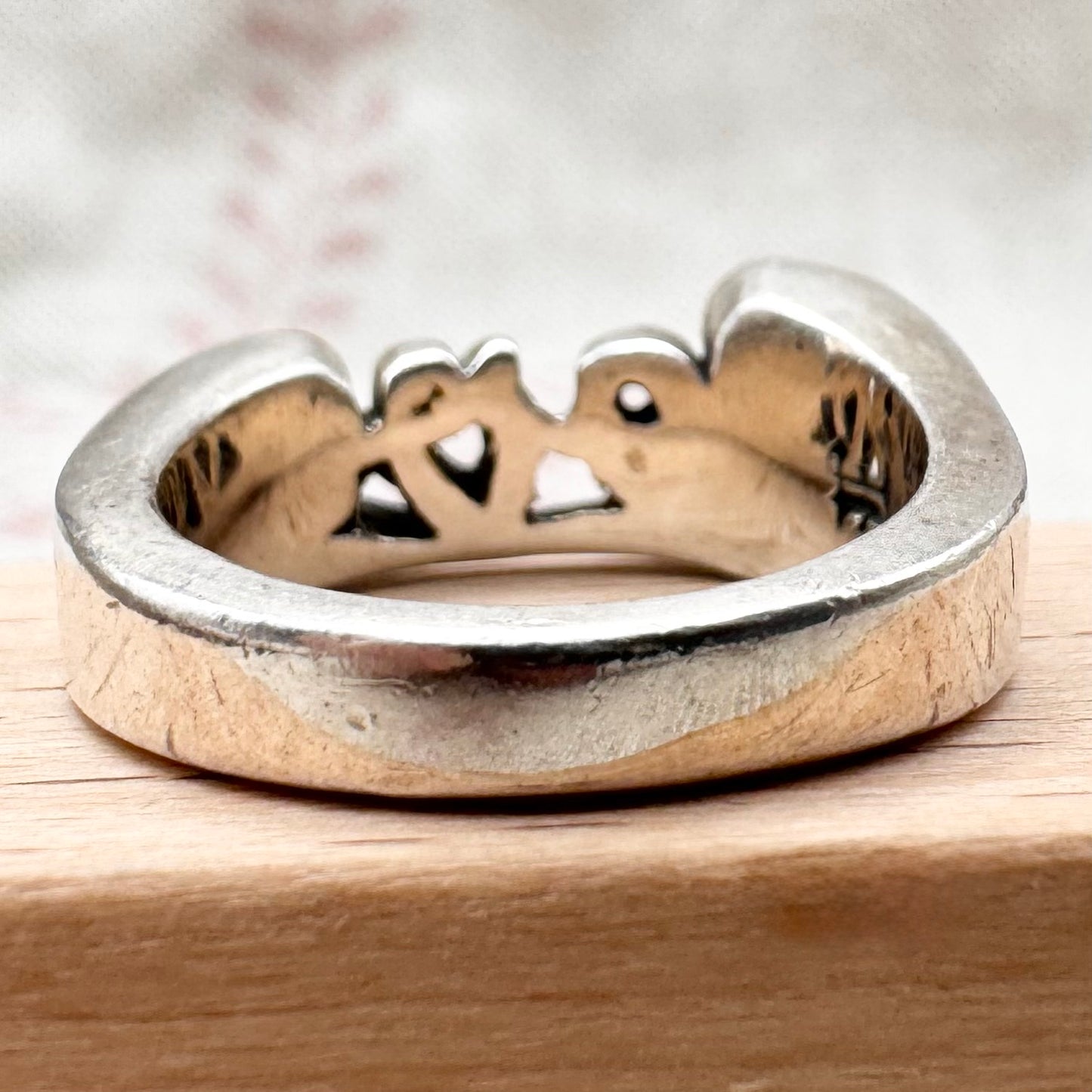 Etah Love silver ‘Love’ & ‘Hate’ rings, size J (US 4.5)