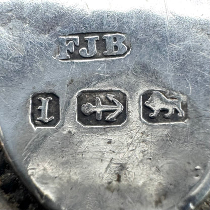 Victorian silver locket with engraved fern design, hallmarked Birmingham 1885