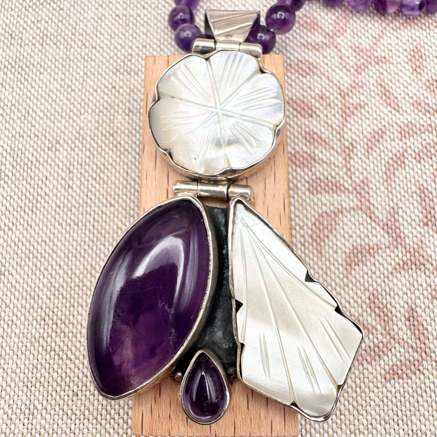 Amethyst and mother of pearl necklace
