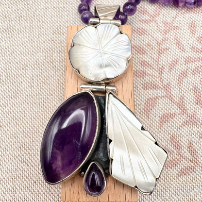Amethyst and mother of pearl necklace