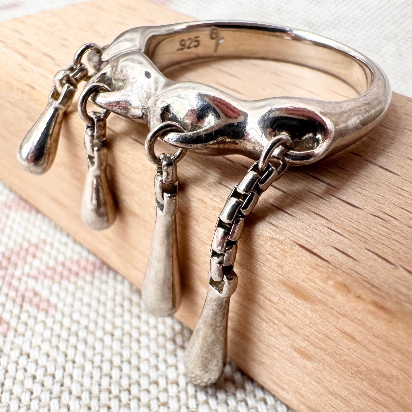 Lucy Quartermaine cloud & raindrop ring, size P (US 7.5)