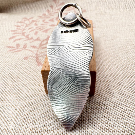 Sea glass & cowrie shell pendant by Smugglers Treasures, hallmarked Sheffield