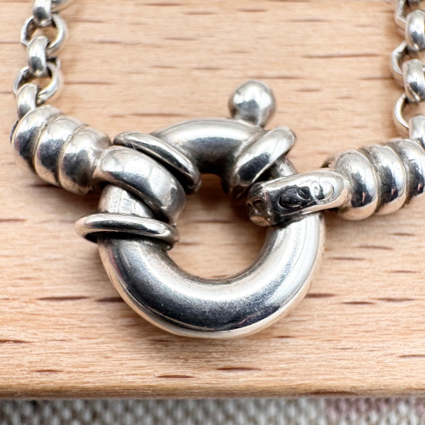 Vintage Links of London belcher chain with large bolt ring clasp, 16", hallmarked London