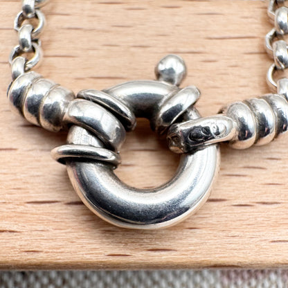 Vintage Links of London belcher chain with large bolt ring clasp, 16", hallmarked London