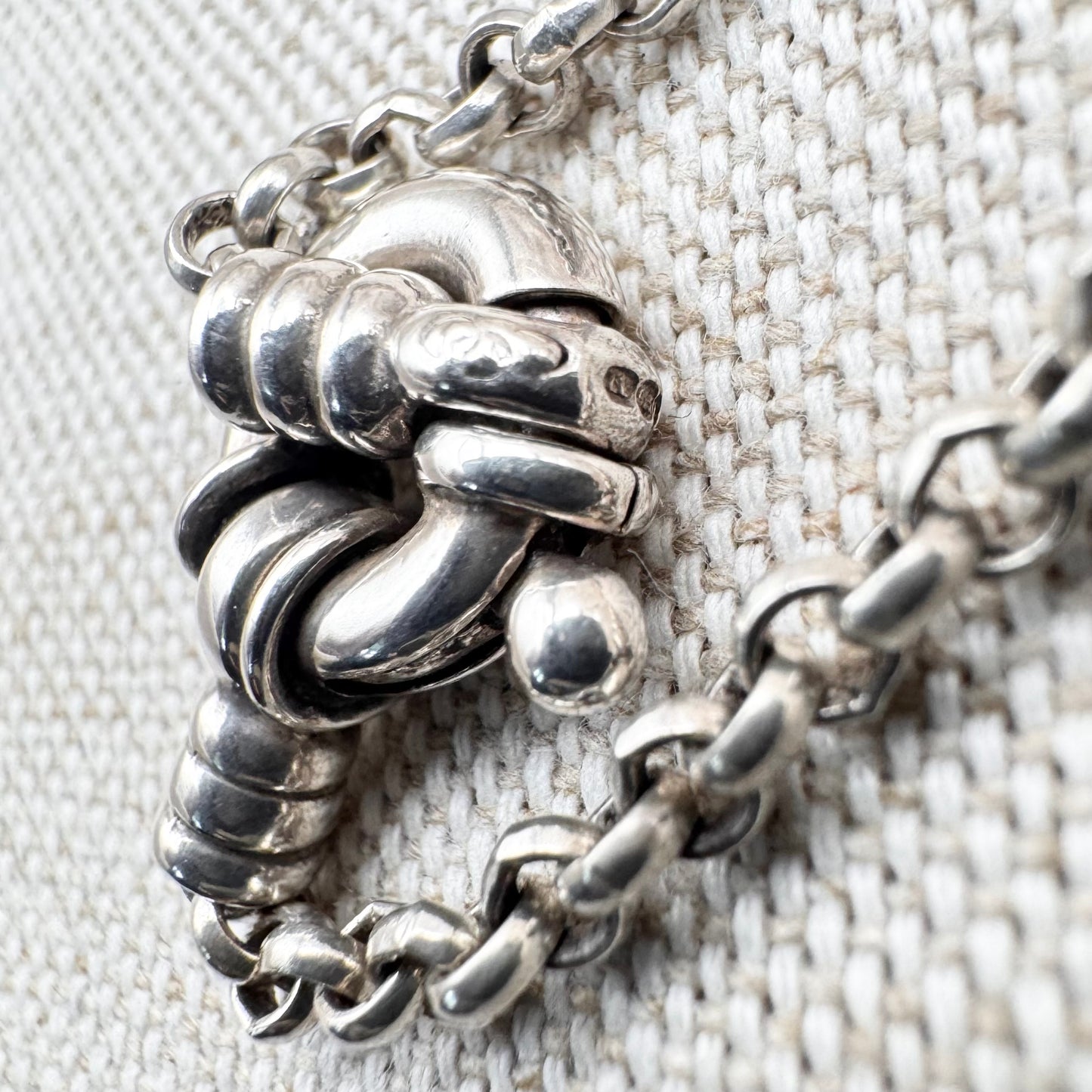 Vintage Links of London belcher chain with large bolt ring clasp, 16", hallmarked London