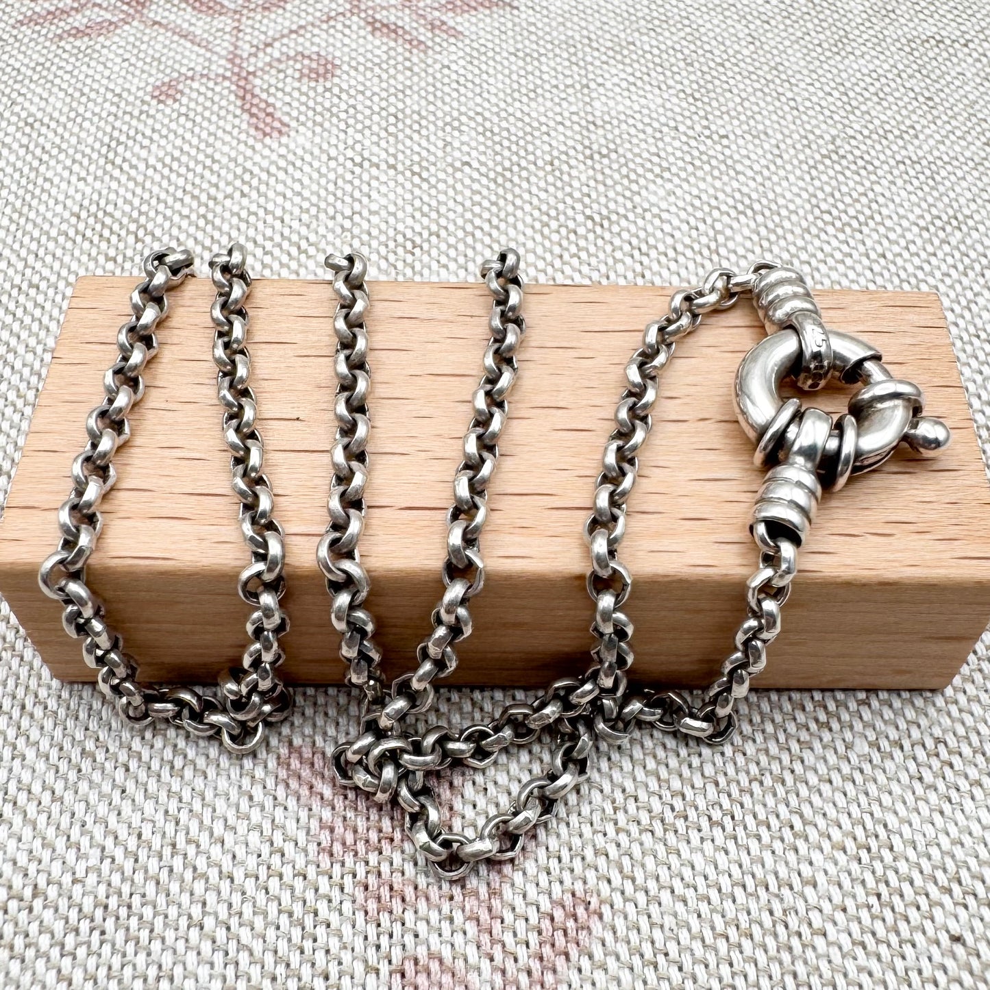 Vintage Links of London belcher chain with large bolt ring clasp, 16", hallmarked London