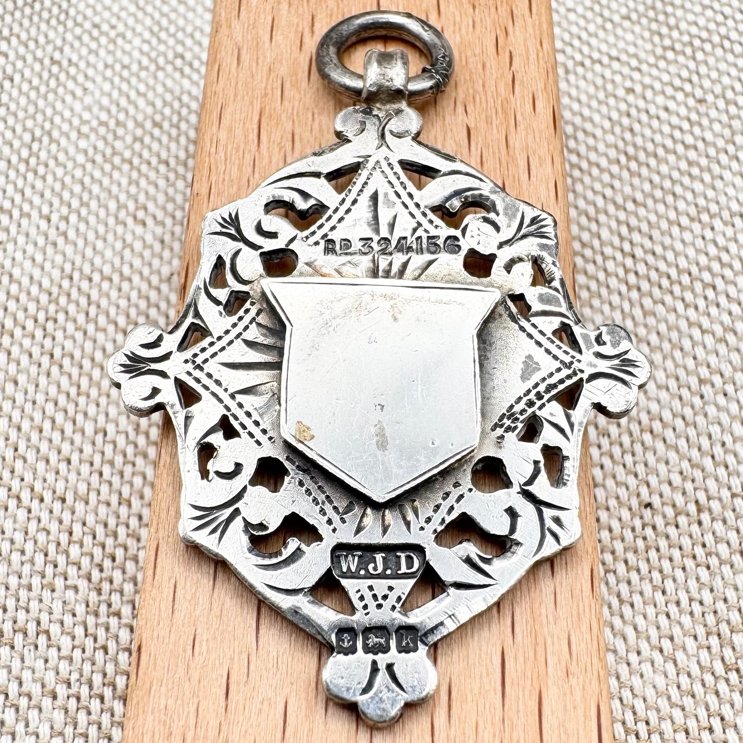 Antique Edwardian sterling silver and gilt medal fob pendant, hallmarked Birmingham 1909