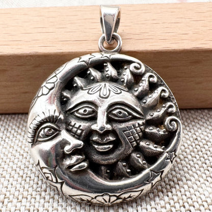 The Thimble Society London celestial sun and moon pendant, hallmarked London 2019