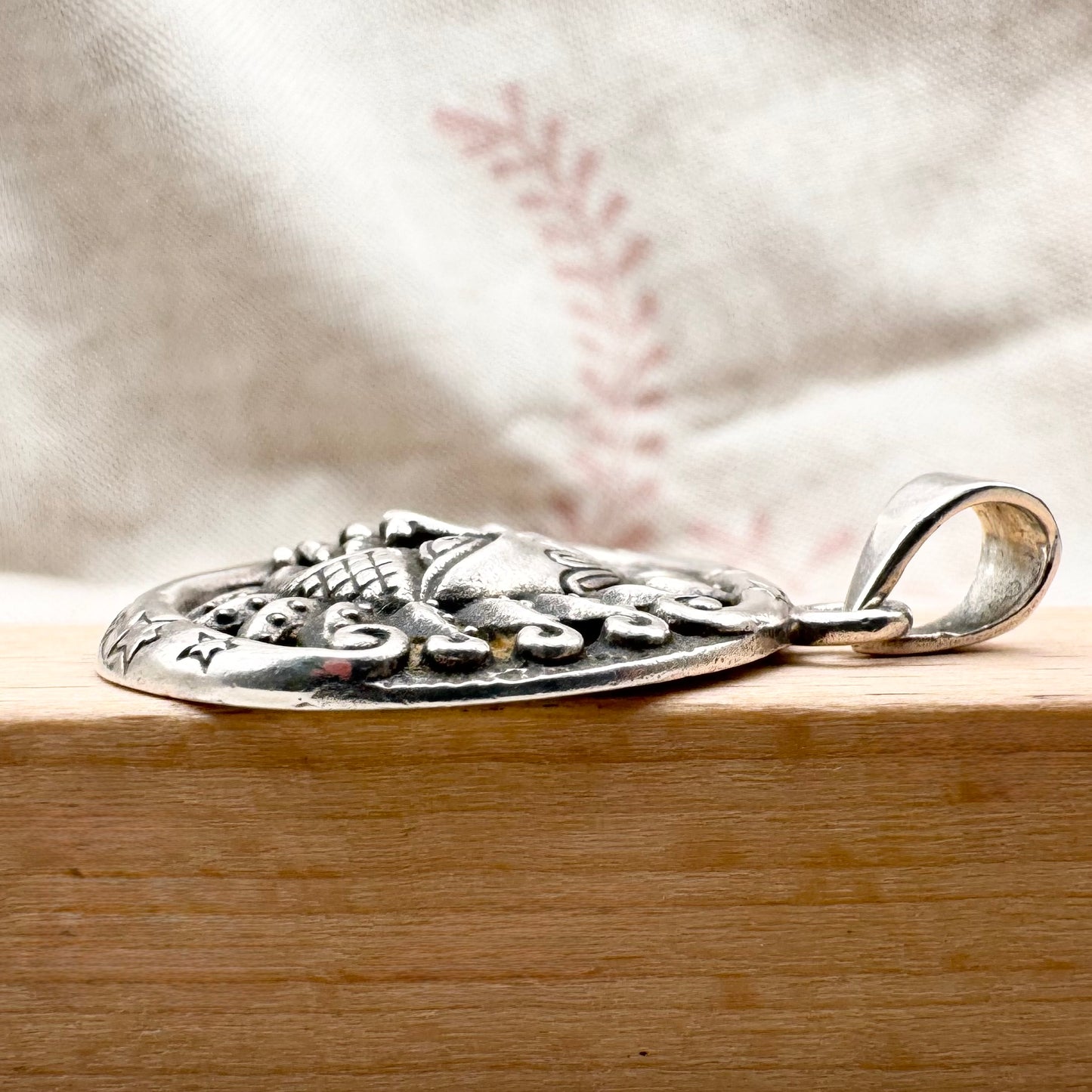 The Thimble Society London celestial sun and moon pendant, hallmarked London 2019