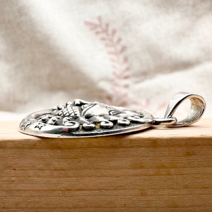 The Thimble Society London celestial sun and moon pendant, hallmarked London 2019