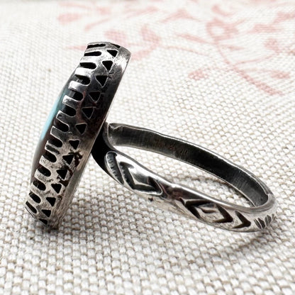 Silver and boulder turquoise statement ring, size O (US 7), hallmarked London 2019