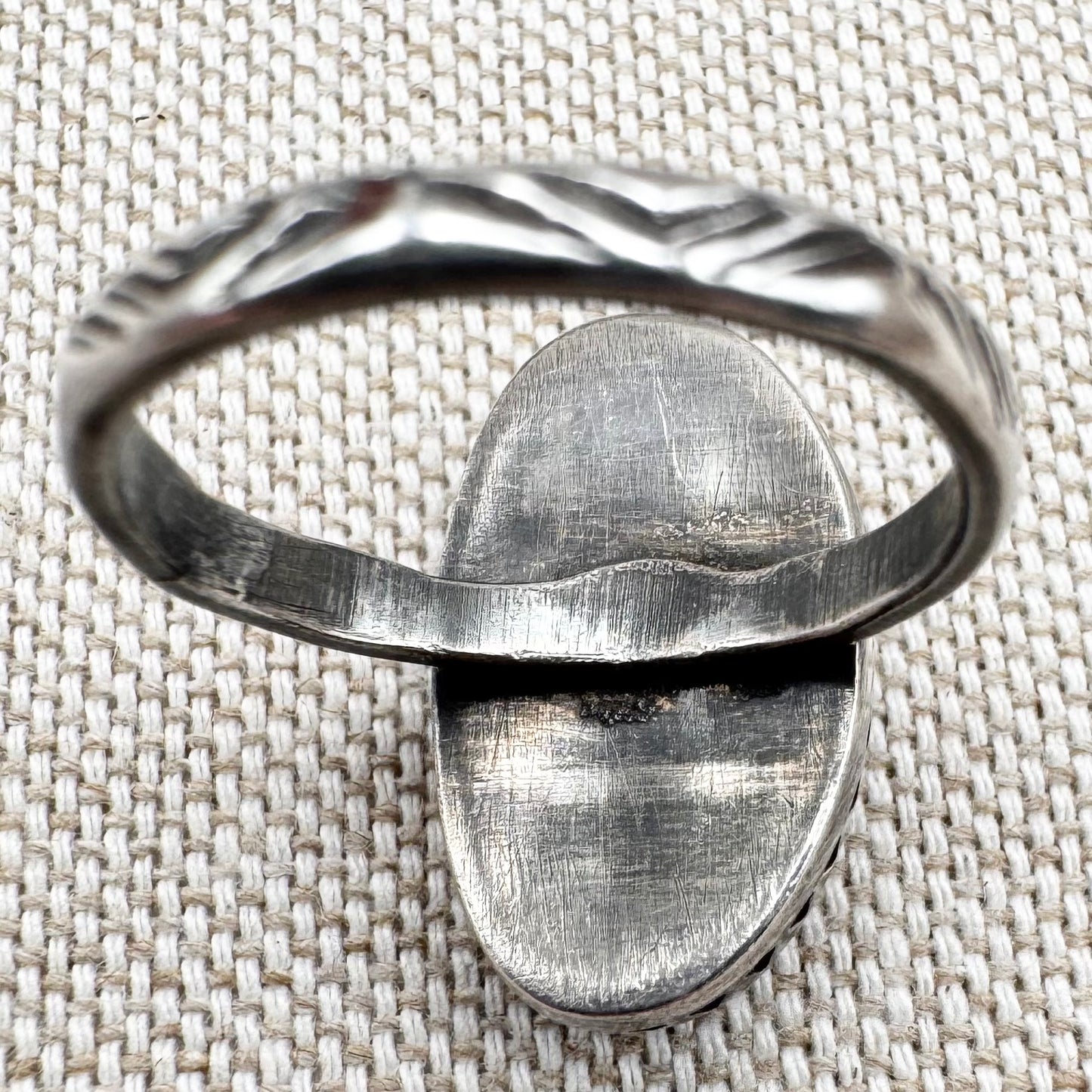 Silver and boulder turquoise statement ring, size O (US 7), hallmarked London 2019