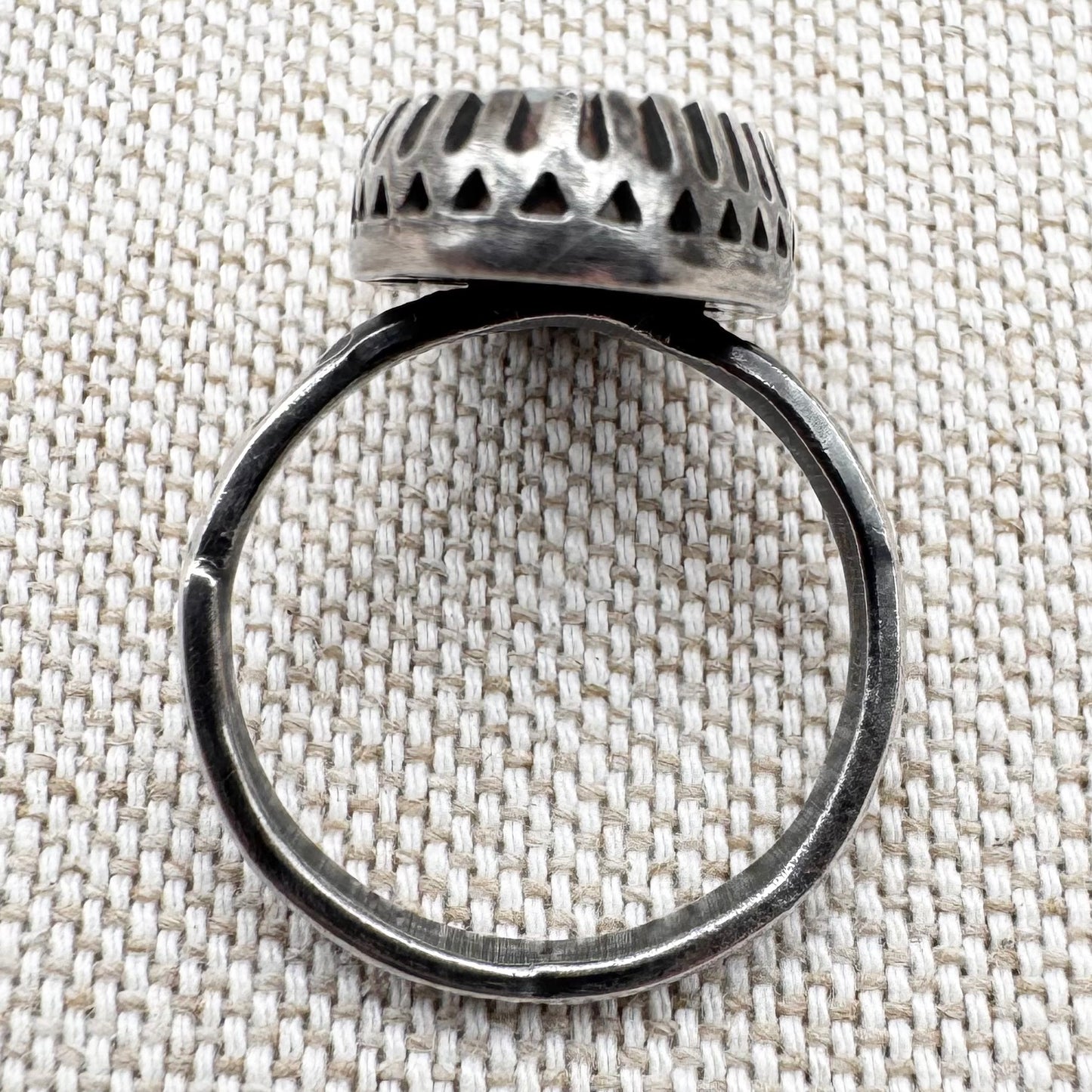 Silver and boulder turquoise statement ring, size O (US 7), hallmarked London 2019