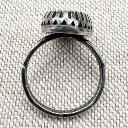 Silver and boulder turquoise statement ring, size O (US 7), hallmarked London 2019