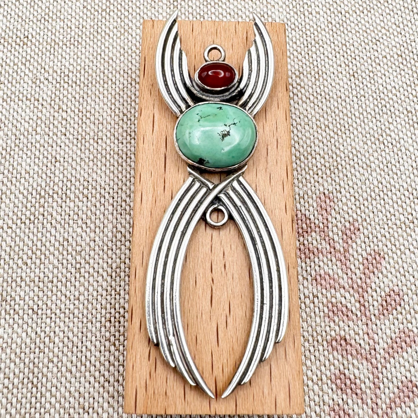 Vintage silver, turquoise and carnelian pendant