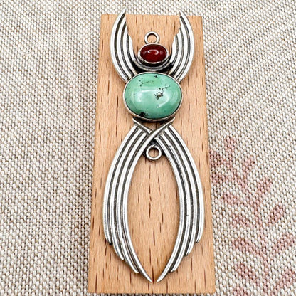 Vintage silver, turquoise and carnelian pendant
