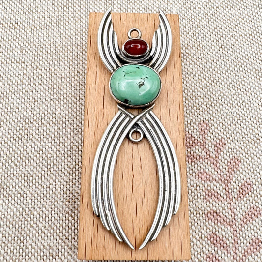 Vintage silver, turquoise and carnelian pendant