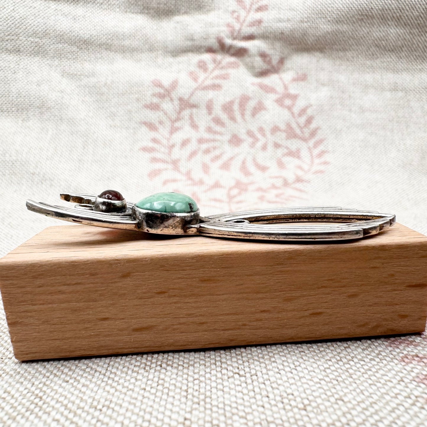 Vintage silver, turquoise and carnelian pendant