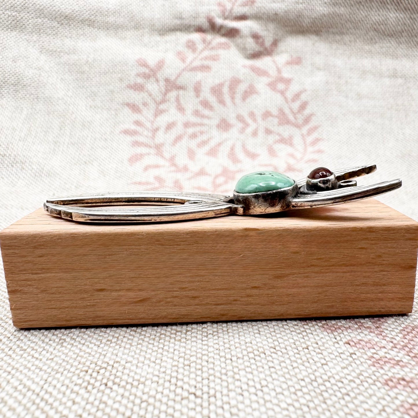 Vintage silver, turquoise and carnelian pendant