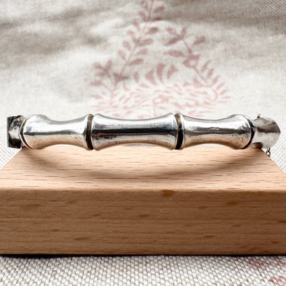 Vintage silver bamboo hinged bangle, hallmarked Chester 1946