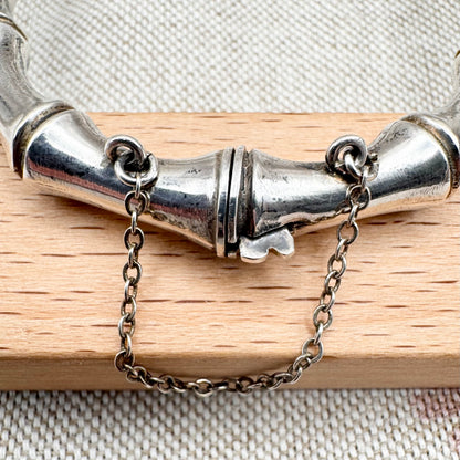 Vintage silver bamboo hinged bangle, hallmarked Chester 1946