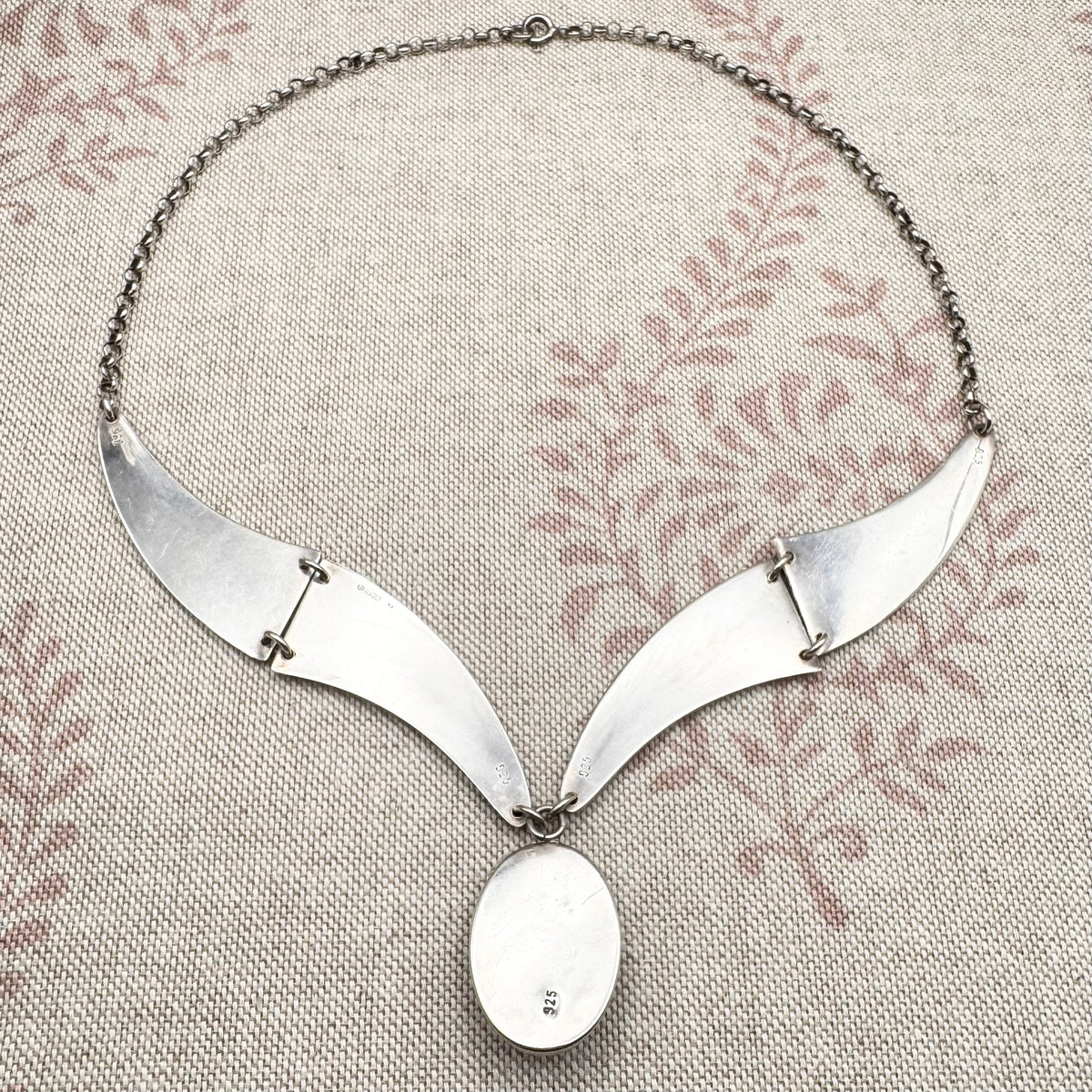 Vintage silver & black onyx necklace, Birmingham import hallmarks