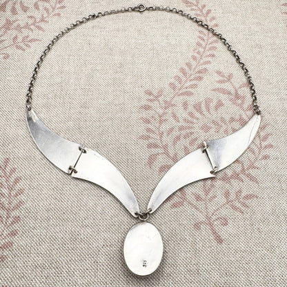 Vintage silver & black onyx necklace, Birmingham import hallmarks