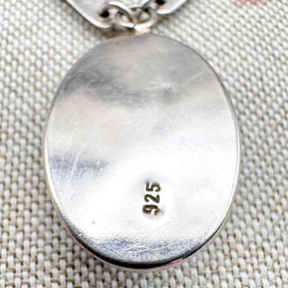 Vintage silver & black onyx necklace, Birmingham import hallmarks