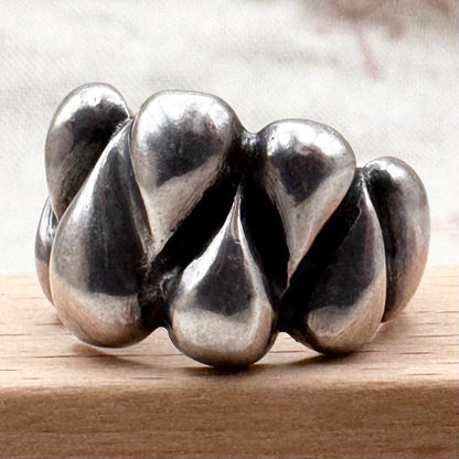 Silver sculptural teardrop ring, size P.5 (US 8)