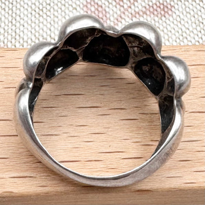 Silver sculptural teardrop ring, size P.5 (US 8)