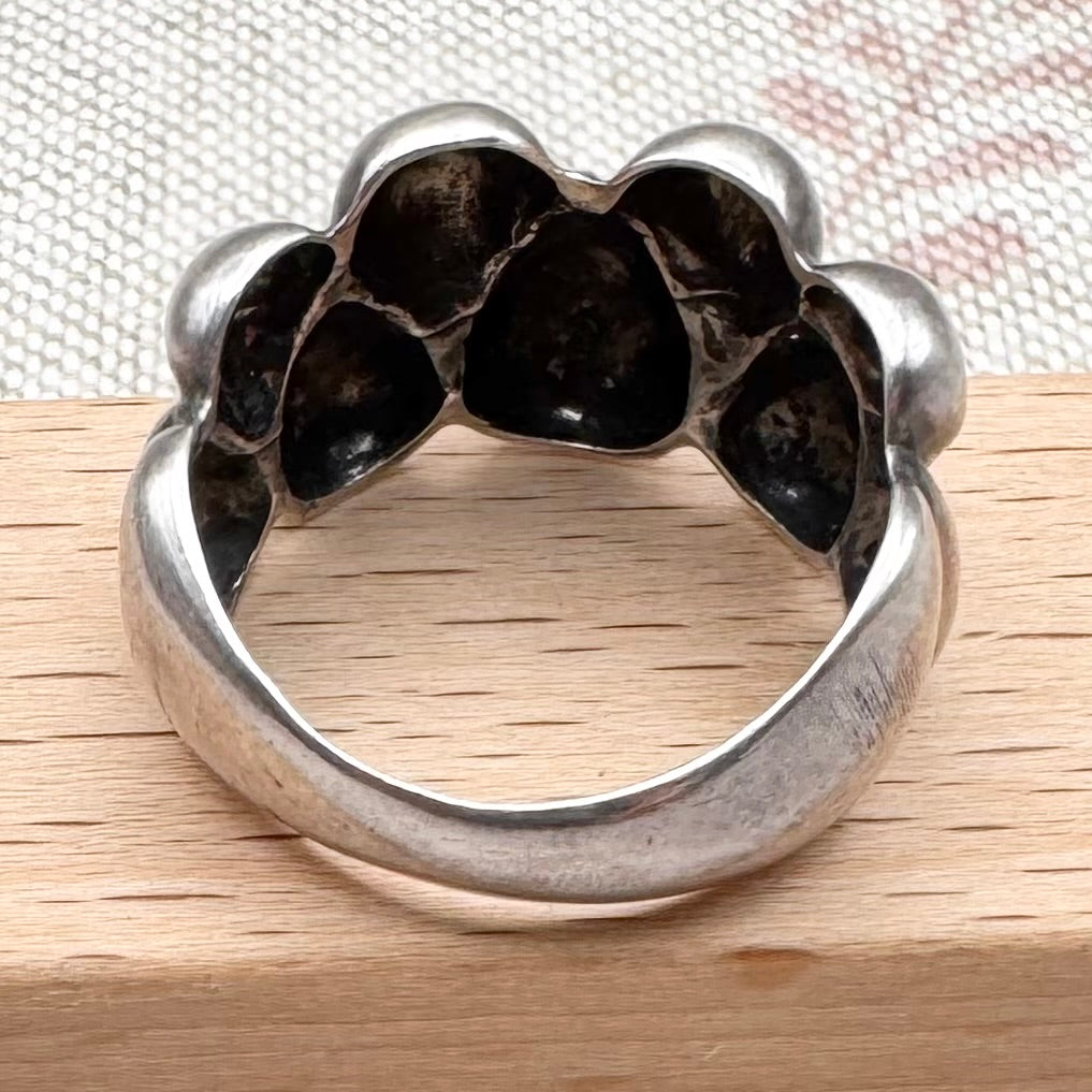 Silver sculptural teardrop ring, size P.5 (US 8)